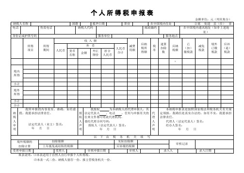 个人所得税申报表