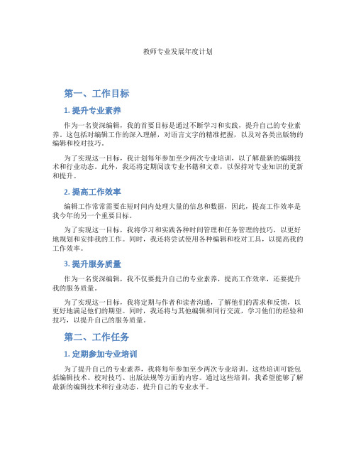 教师专业发展年度计划