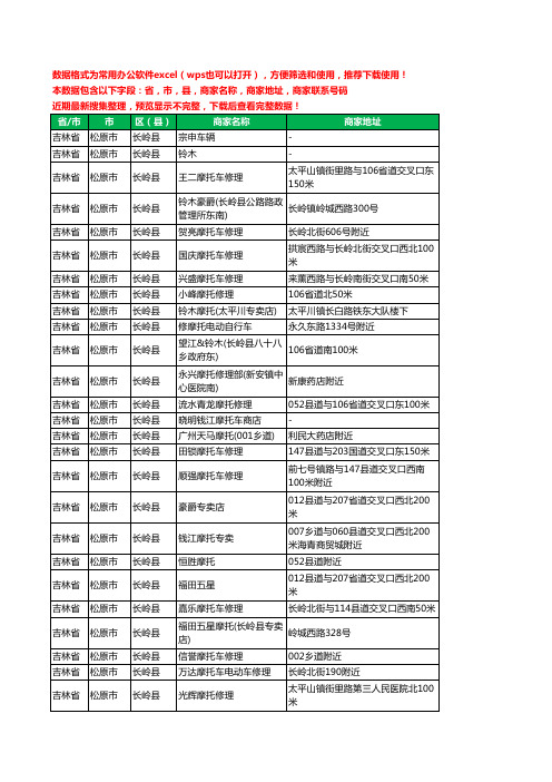 2020新版吉林省松原市长岭县摩配工商企业公司商家名录名单联系电话号码地址大全59家