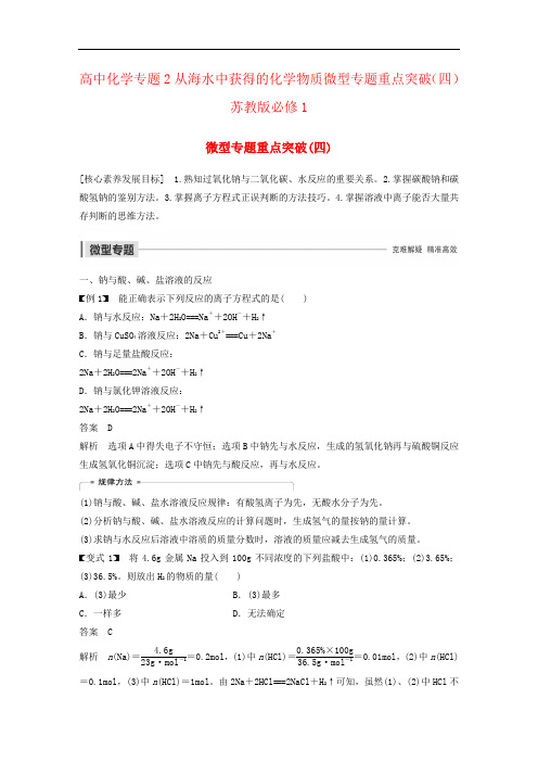 高中化学专题2从海水中获得的化学物质微型专题重点突破(四)苏教版必修1