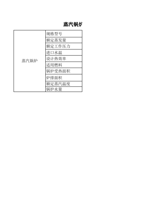 蒸汽锅炉技术参数