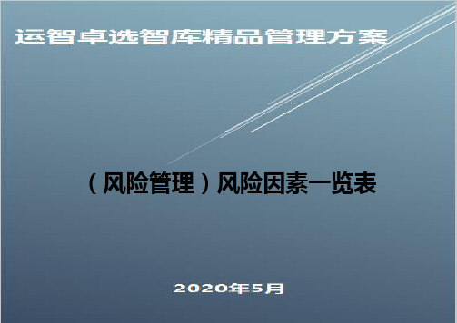 (风险管理)风险因素一览表