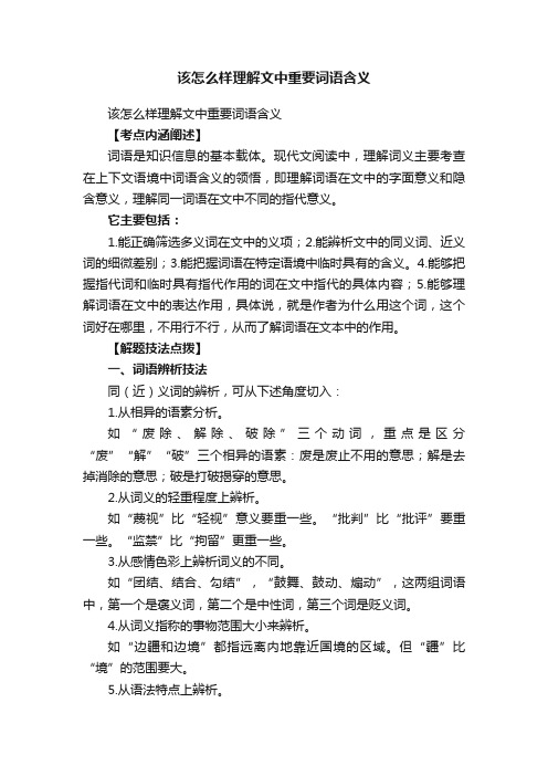 该怎么样理解文中重要词语含义