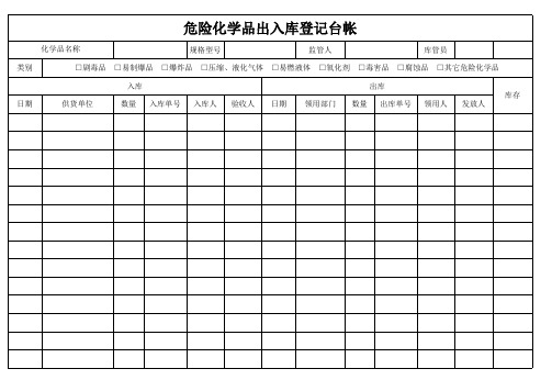 危险化学品出入库管理台账表格