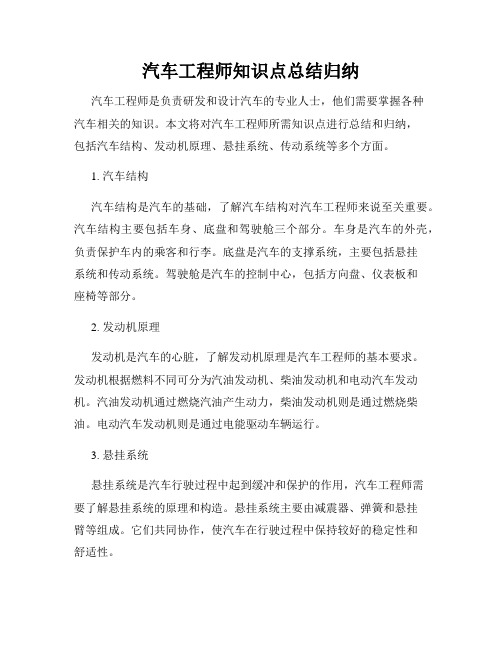 汽车工程师知识点总结归纳