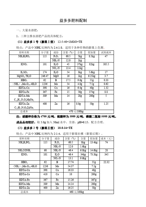 大量元素水溶肥制作