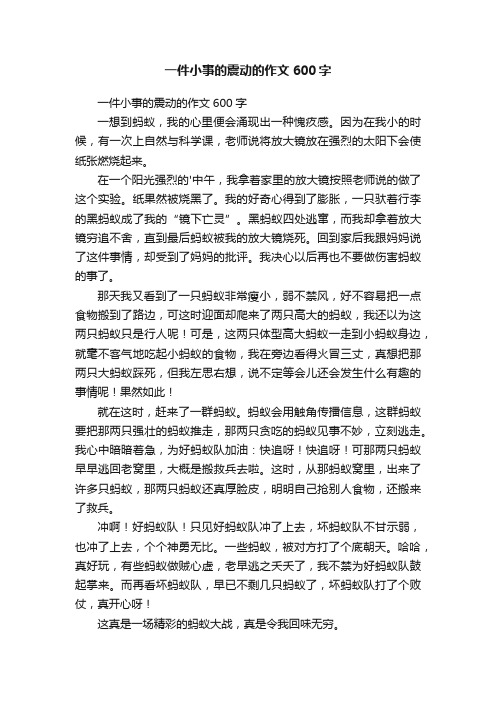 一件小事的震动的作文600字