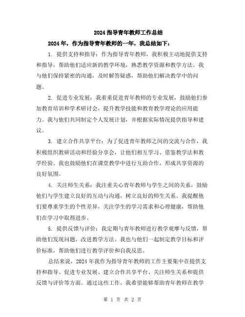 2024指导青年教师工作总结