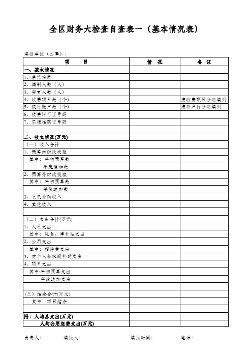 全区财务大检查自查表一(基本情况表).xls