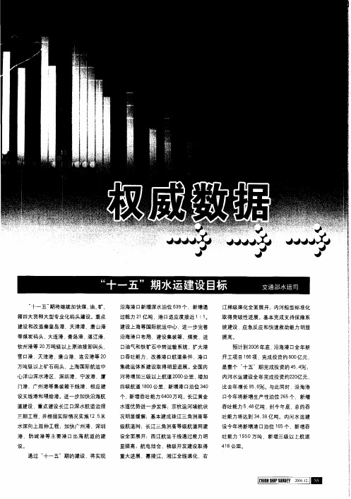 “十一五”期水运建设目标