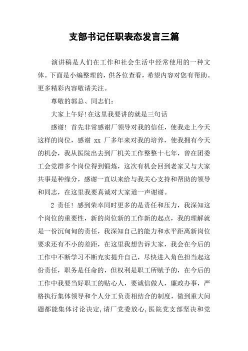 支部书记任职表态发言三篇