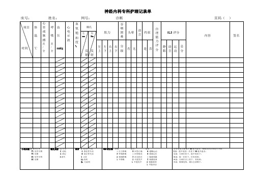 神经内科专科评估表