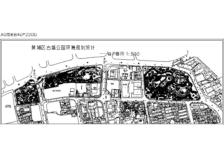 【CAD图纸】古城公园施工图-公园总平面03(精美图例)