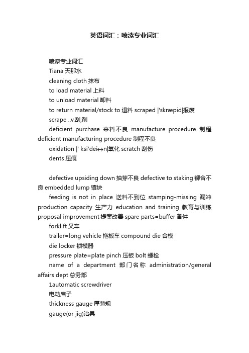 英语词汇：喷漆专业词汇