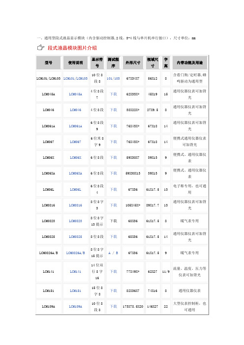 通用型段式液晶显示模块(内含驱动控制器