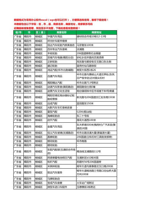 新版广东省揭阳市榕城区汽车配件工商企业公司名录名单大全205家