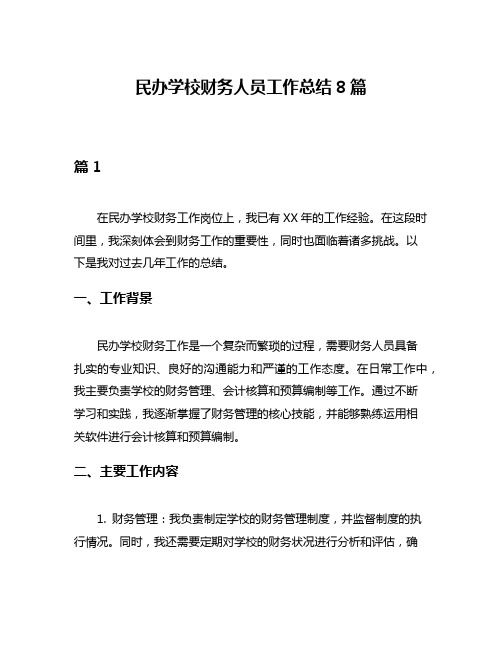 民办学校财务人员工作总结8篇