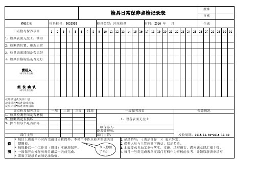 检具日常保养点检记录表