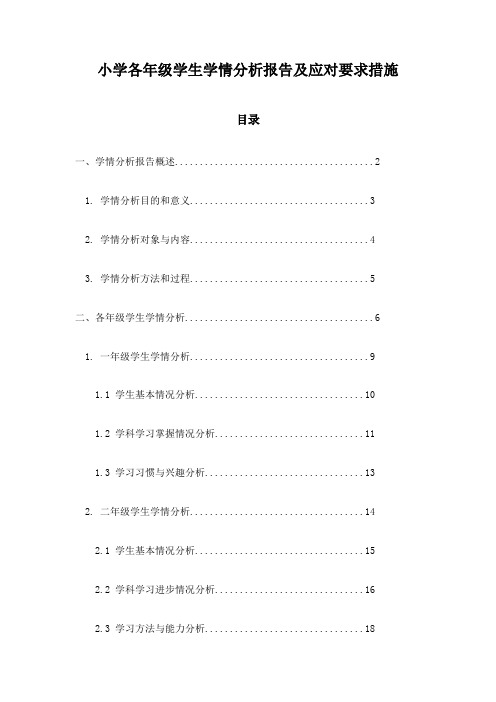 小学各年级学生学情分析报告及应对要求措施