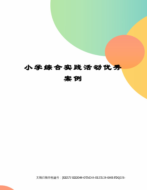 小学综合实践活动优秀案例