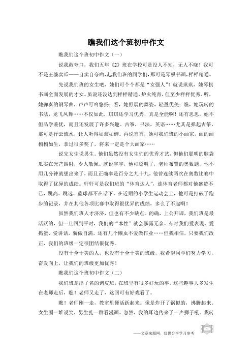 瞧我们这个班初中作文