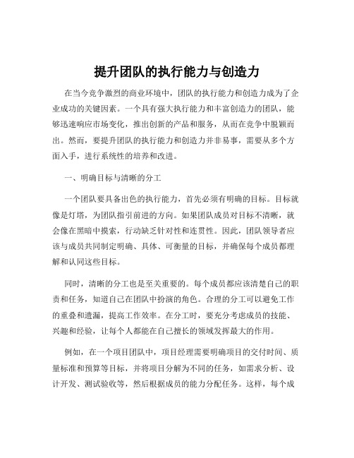 提升团队的执行能力与创造力