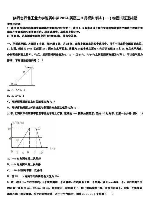 陕西省西北工业大学附属中学2024届高三3月模拟考试(一)物理试题理试题