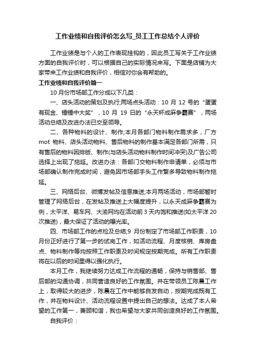 工作业绩和自我评价怎么写_员工工作总结个人评价