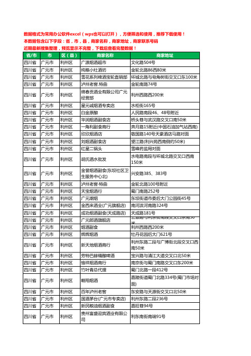 2020新版四川省广元市利州区酒水批发工商企业公司商家名录名单联系电话号码地址大全374家