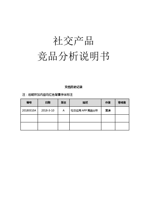 社交产品竞品分析报告