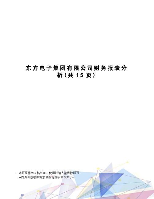 东方电子集团有限公司财务报表分析