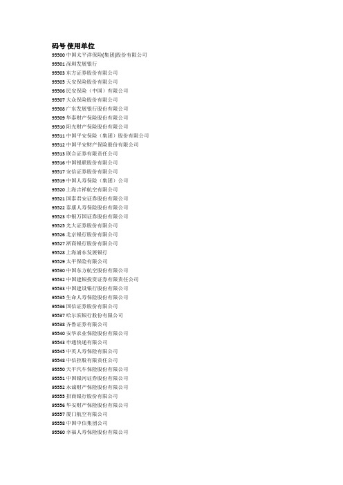 955号码使用单位汇总