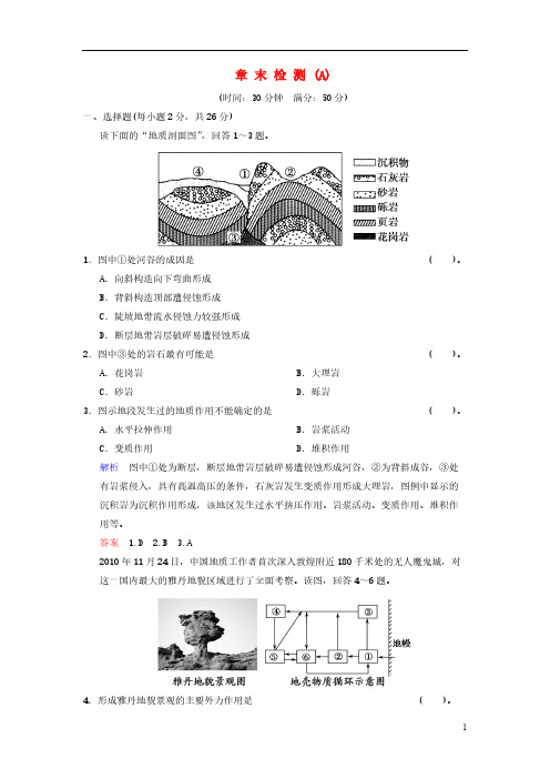 【VIP专享】2014学年高中地理 第2章自然环境中的物质交换与能量流动检测A 湘教版必修1