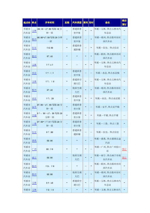 自-梧州水都网的岑溪汽车时刻表 