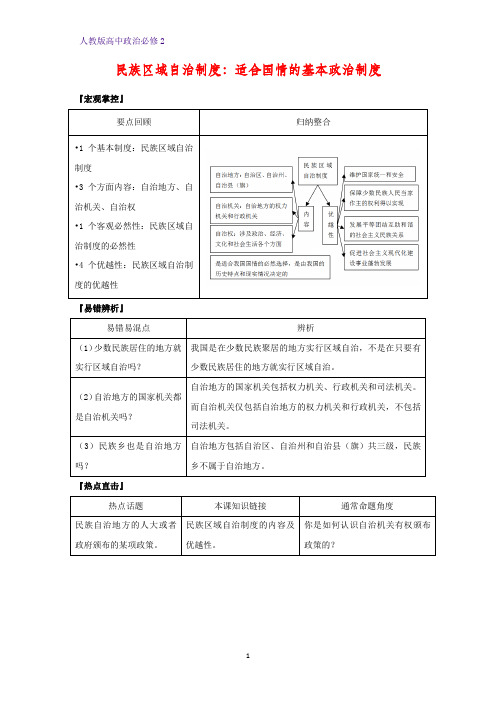 人教版高中政治必修2优质学案7：7.2 民族区域自治制度：适合国情的基本政治制度