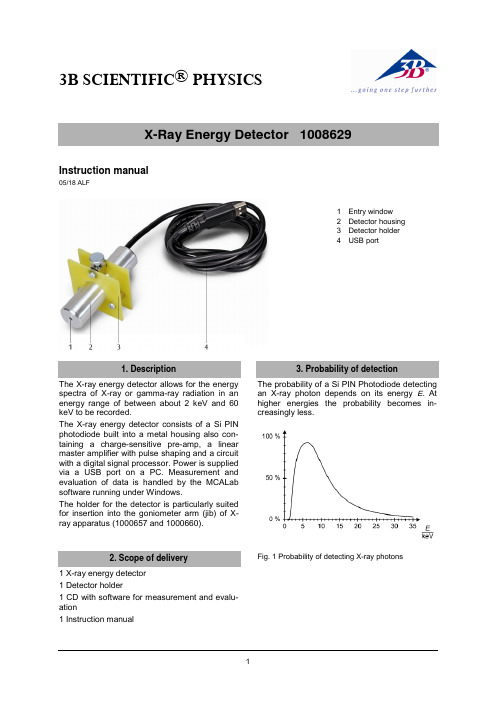 科学物理学 X射线能量探测器说明书