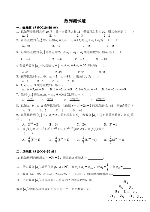 高三文科数学数列测试题