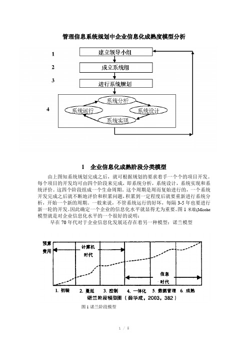 管理信息系统规划中企业信息化成熟度模型分析