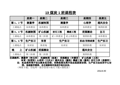 13煤炭1班课程表