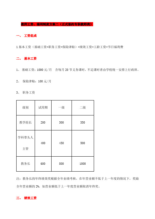 d培训机构教师薪酬制度二