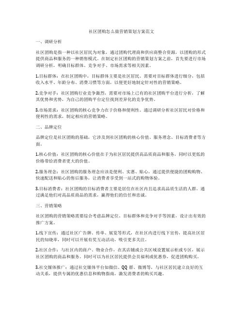 社区团购怎么做营销策划方案范文