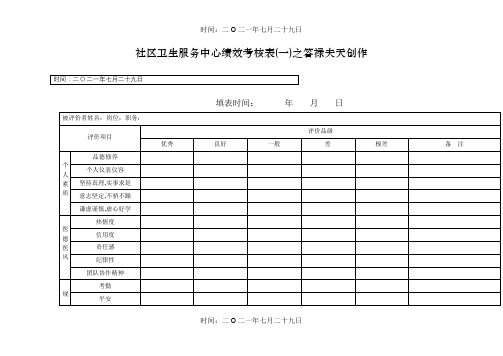 社区卫生服务中心绩效考核表