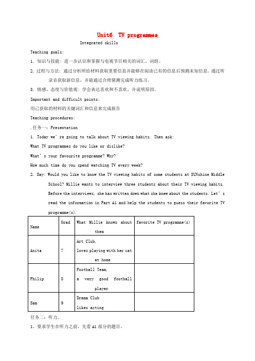 九年级英语上册《Unit6TVprogrammesIntegratedskills》教案(新版)牛津版
