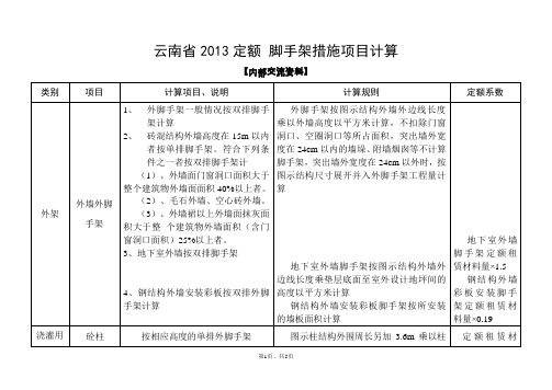 云南省2013定额脚手架计算内容