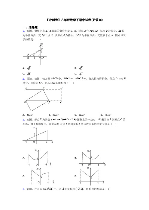 【冲刺卷】八年级数学下期中试卷(附答案)