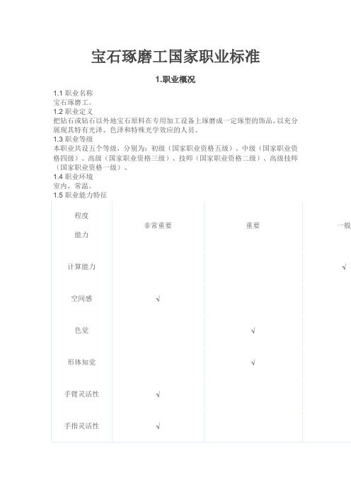 宝石琢磨工国家职业标准