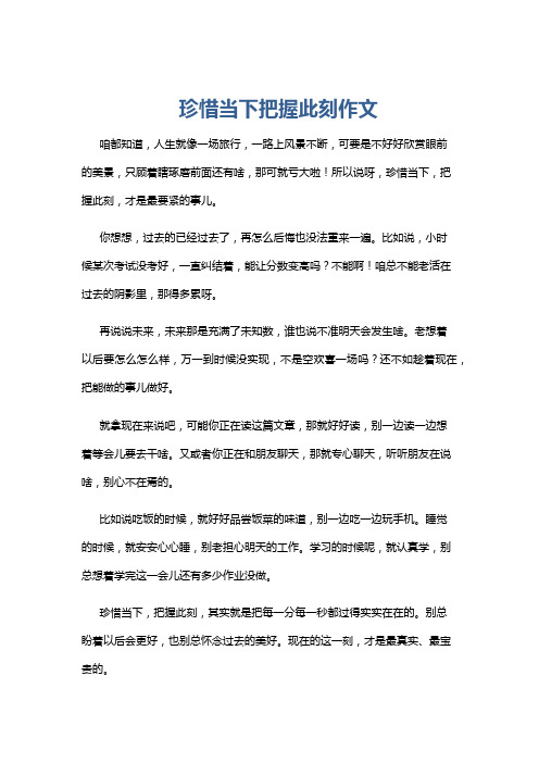 珍惜当下把握此刻作文