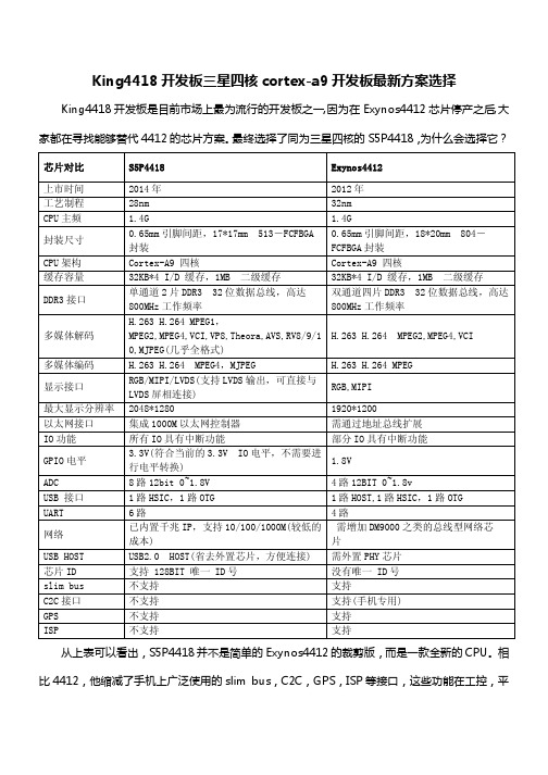 King4418开发板三星四核cortex-a9开发板最新方案选择