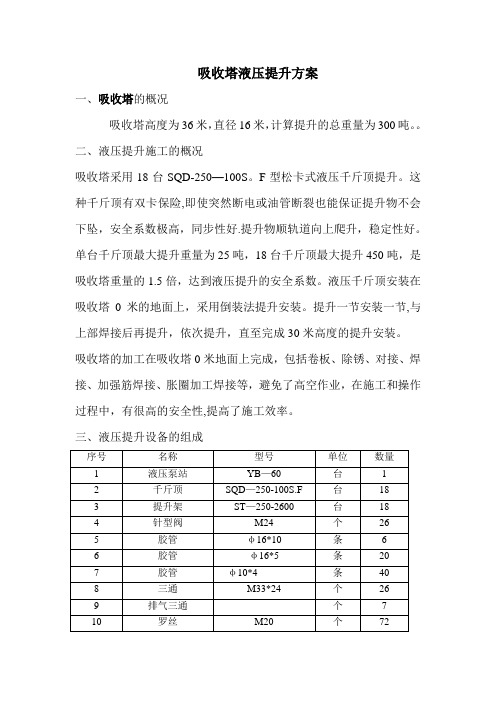 300吨吸收塔液压提升方案(图)