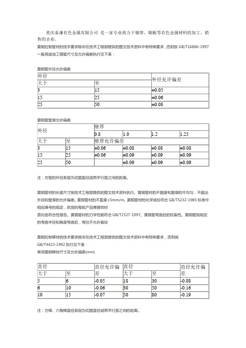 黄铜材检验标准技术要求